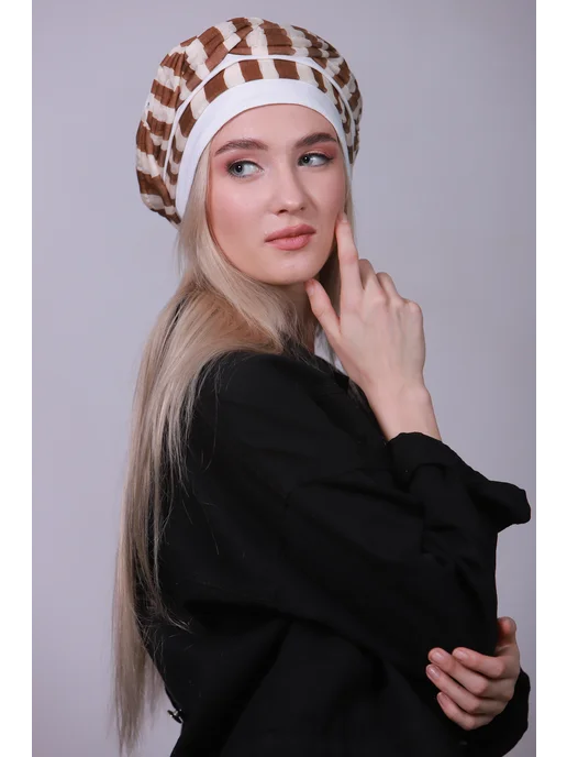 Kapi-Amur Чалма льняная с цветной косой, белый, фото 4