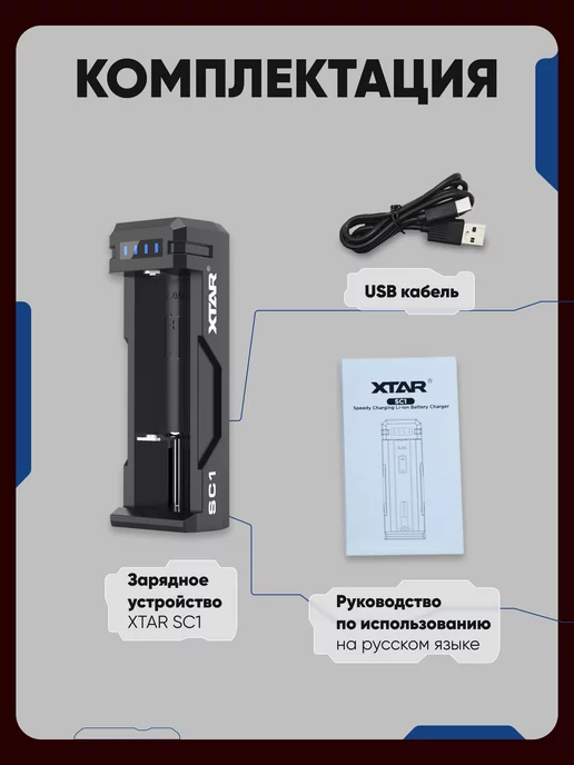 XTAR Зарядное устройство для батареек аккумуляторных 18650 Li-ion, вариант, фото 5