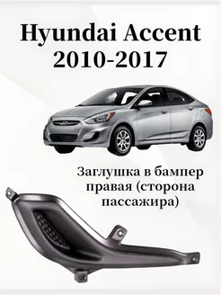 Заглушка в бампер правая Hyundai Accent 2010-2017