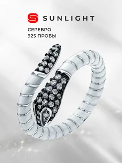 Серебряное кольцо с эмалью и фианитами SUNLIGHT 237541703 купить за 1 704 ₽ в интернет-магазине Wildberries