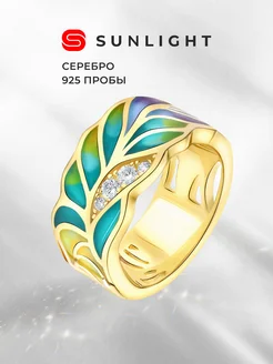 Серебряное кольцо с эмалью и фианитами SUNLIGHT 237541741 купить за 1 265 ₽ в интернет-магазине Wildberries