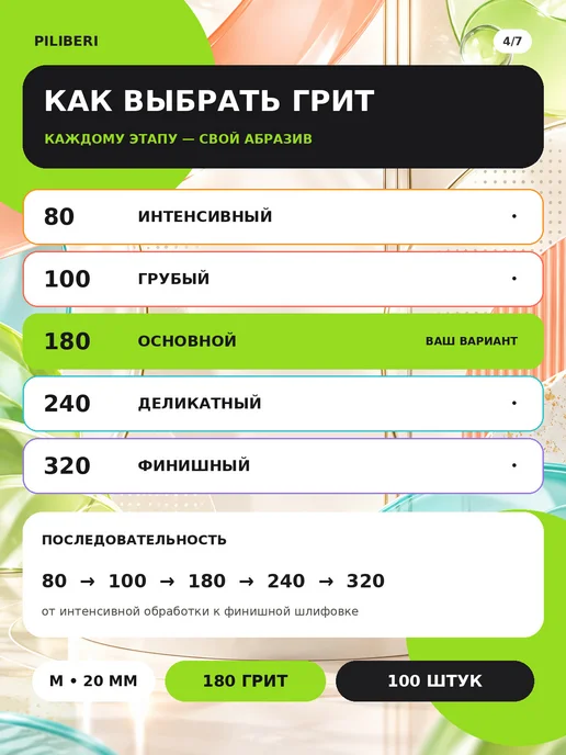 Piliberi Сменные файлы для педикюра M 20 мм, 180 грит, 100 шт, 100 шт, фото 5