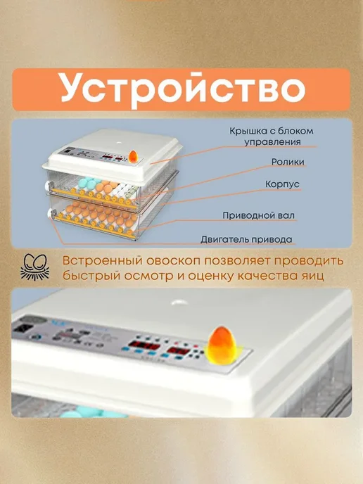 Инкубатор для яиц автоматический с терморегулятором,220V, белый, в упаковке 6,8 кг, фото 4