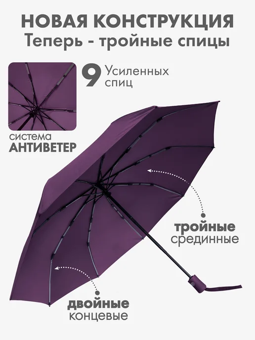 Umbrella World Зонт автомат антиветер складной, фиолетовый, фото 4