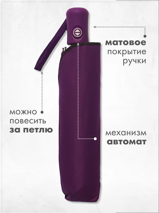 Umbrella World Зонт автомат антиветер складной, фиолетовый, фото 6