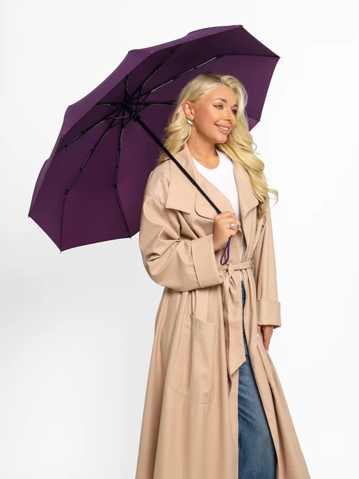 Umbrella World Зонт автомат антиветер складной, фиолетовый, фото 7