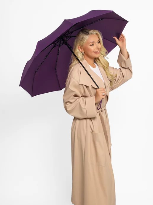 Umbrella World Зонт автомат антиветер складной, фиолетовый, фото 8