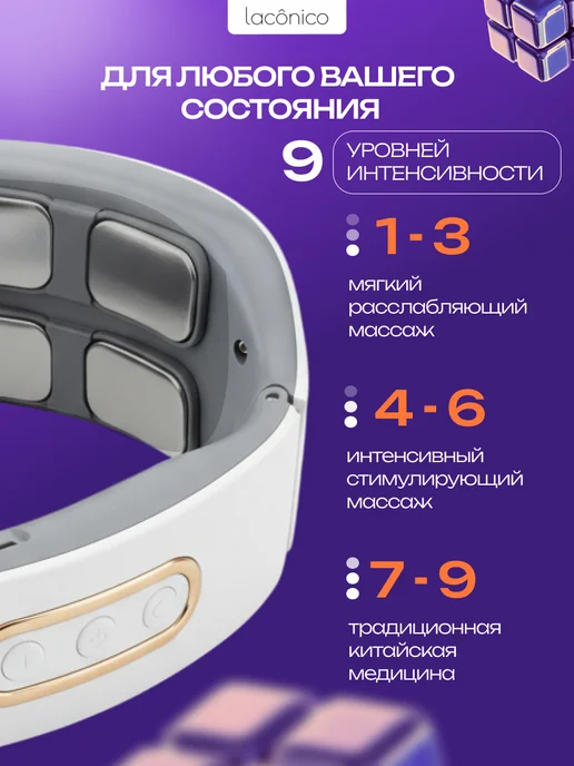 Laconico Микротоковый массажер для шеи электрический профессиональный, белый, фото 3