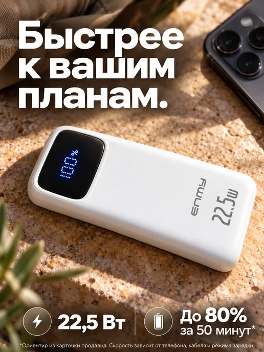 ENMY Портативный повербанк 10000 mAh мини с быстрой зарядкой, 10000 мАч, фото 7