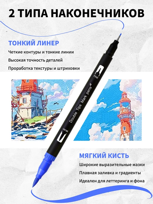 Colorich акварельные маркеры набор для рисования и скетчинга 36 шт, 60 шт, фото 4