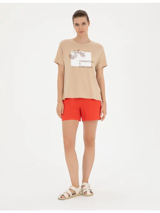 Pierre Cardin Woman Бермуды однотонные, красный, фото 2