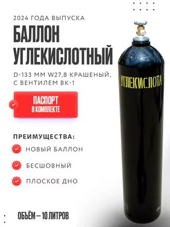 Баллон углекислотный 10л, бесшовный, пустой без газа Ярпожинвест 237782067 купить за 5 160 ₽ в интернет-магазине Wildberries