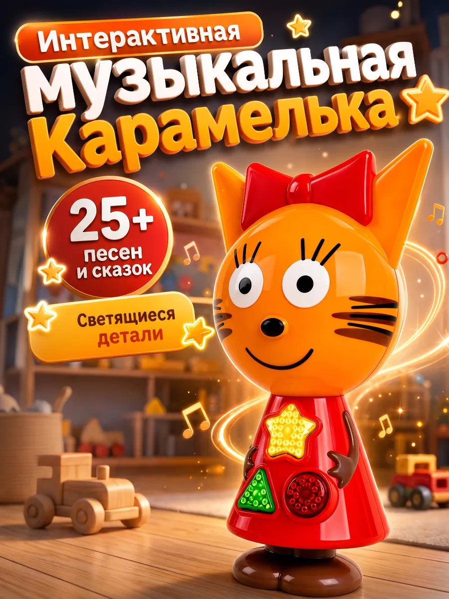 Интерактивная игрушка кошка музыкальная говорящая Три кота