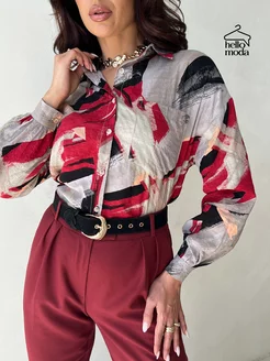 Хлопковая рубашка летняя с длинным рукавом HELLO MODA! 237919854 купить за 1 988 ₽ в интернет‑магазине Wildberries
