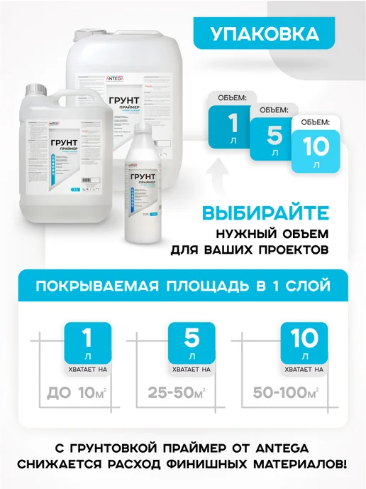 ANTEGA Грунтовка для стен глубокого проникновения, 10 л, Антега, 10 л, фото 5