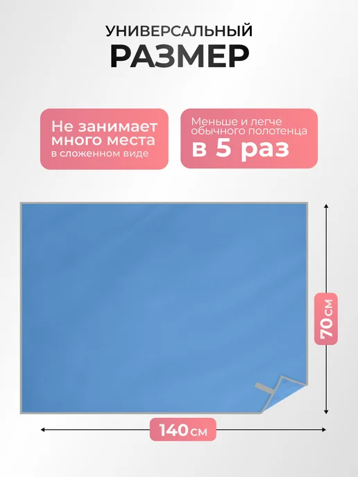 Canopy Полотенце спортивное быстросохнущее для бассейна микрофибра, голубой, фото 2
