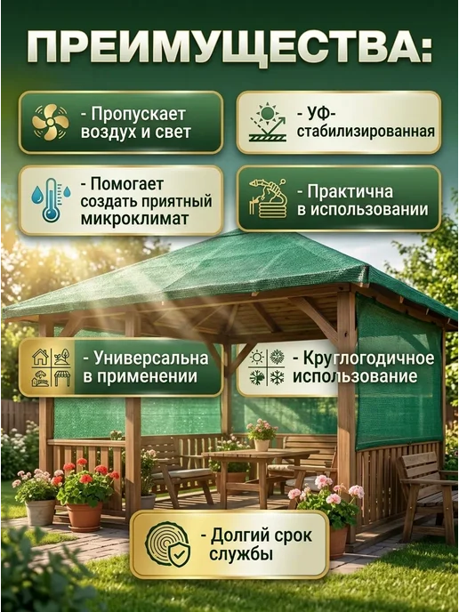 Агро-Веста затеняющая с/з Сетка затеняющая для теплиц на забор и фасад 35% 6х3, 6x3, фото 2