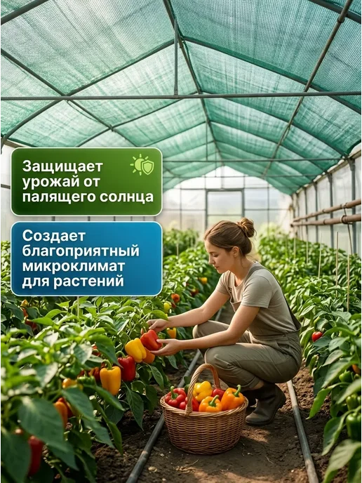 Агро-Веста затеняющая с/з Сетка затеняющая для теплиц на забор и фасад 35% 6х3, 6x3, фото 4