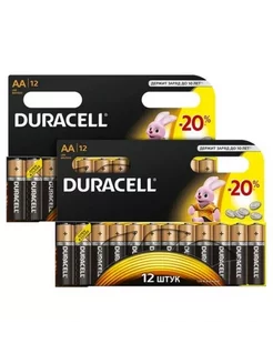 Батарейки пальчиковые АА набор 24 шт DURACELL 238118343 купить за 416 ₽ в интернет-магазине Wildberries