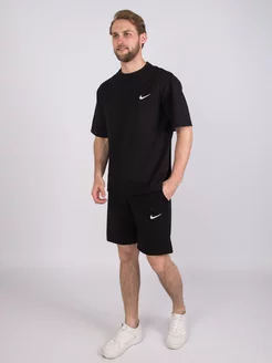 Костюм черный спортивный с футболкой и шортами летний Nike 238170480 купить за 646 ₽ в интернет-магазине Wildberries