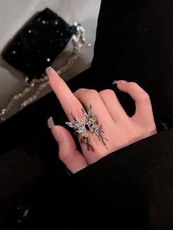 Кольцо чёрная бабочка Y2K