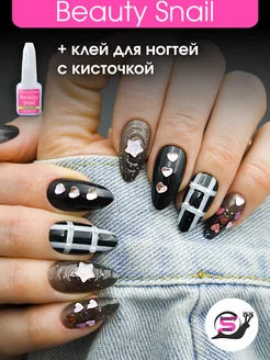 Накладные ногти с дизайном и клеем типсы длинные Beauty Snail 238273519 купить за 390 ₽ в интернет-магазине Wildberries