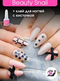 Накладные ногти с дизайном и клеем типсы длинные Beauty Snail 238273521 купить за 390 ₽ в интернет-магазине Wildberries