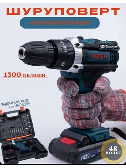 Шуруповерт Bosch, аккумуляторный, 48 В, 50 Нм, 2 АКБ Makita 238295234 купить за 1 990 ₽ в интернет-магазине Wildberries