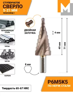 Сверло по металлу ступенчатое 5-21 кобальтовое Р6М5К5 МАШЗАВОД 1 238318289 купить за 775 ₽ в интернет-магазине Wildberries