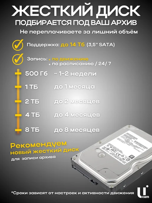 Ucam Готовый комплект IP видеонаблюдения 10 POE камер 2MP, черный, фото 8