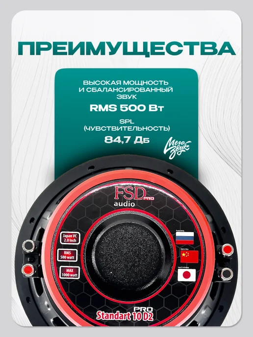 FSD audio Cабвуфер в машину 10" Standart 10D2 Pro (500Вт), 500 Вт, фото 4