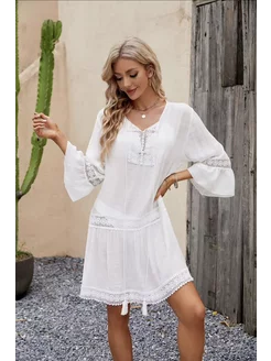 Туника пляжная летняя на купальник оверсайз платье SunDress 238410671 купить за 2 287 ₽ в интернет-магазине Wildberries