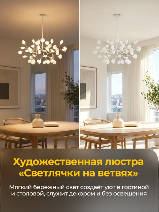 Балтийский Светлячок Люстра потолочная светодиодная подвесная 45 плафонов, белый, фото 2