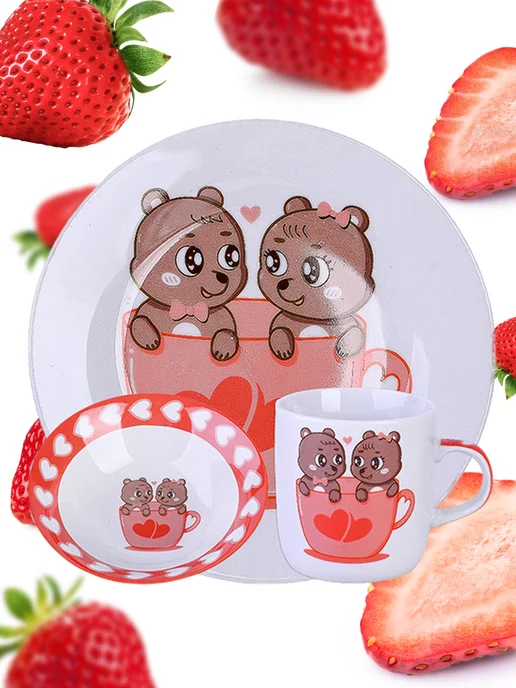 Детская посуда набор 3 шт. фарфор - фото 9