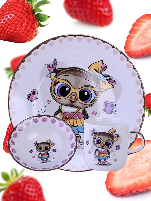 Детская посуда набор 3 шт. фарфор - фото 9