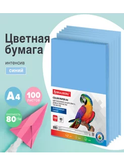 Бумага цветная, А4, 80 г м2, 100 л