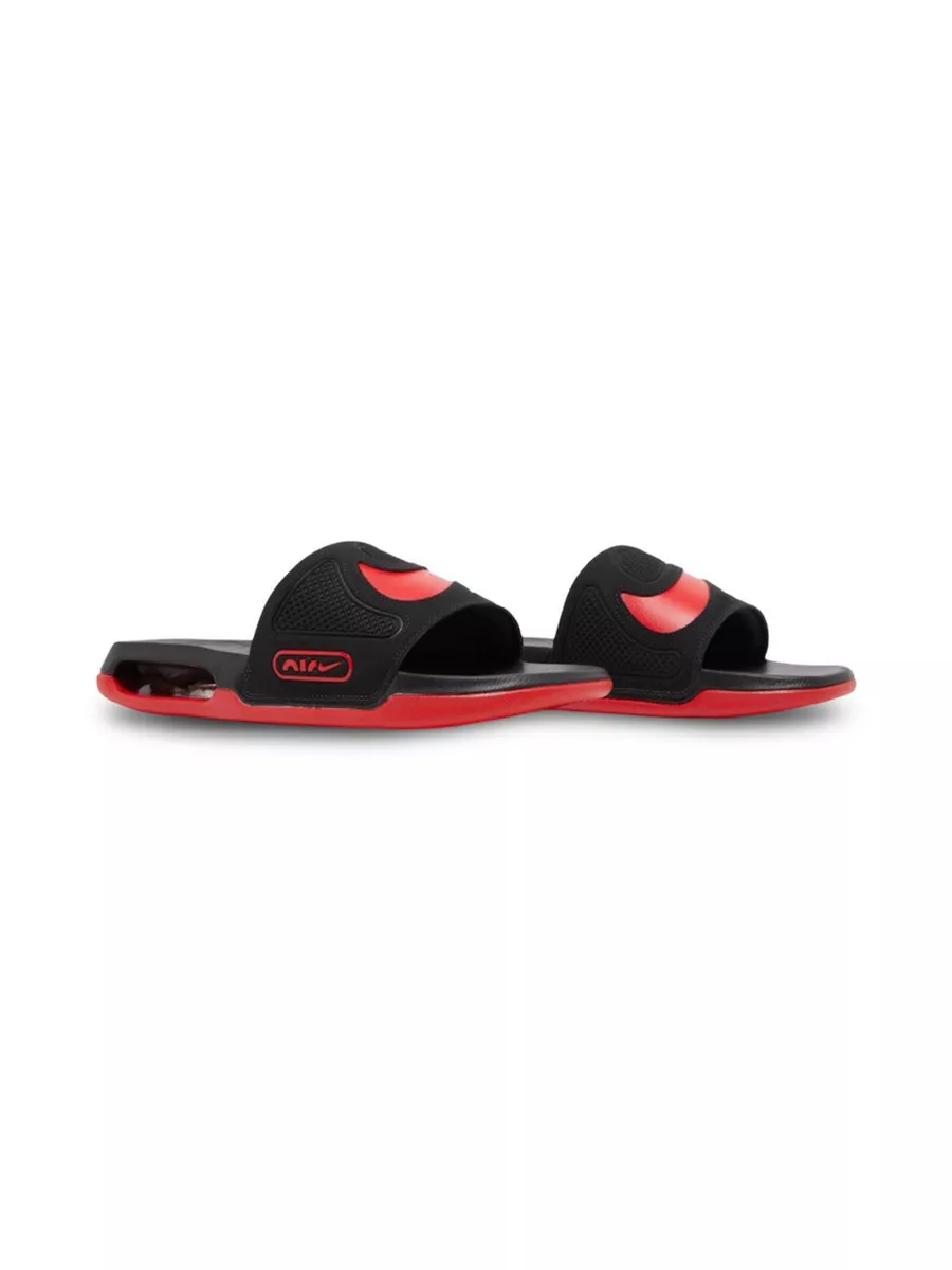 Nike slides black red best sale