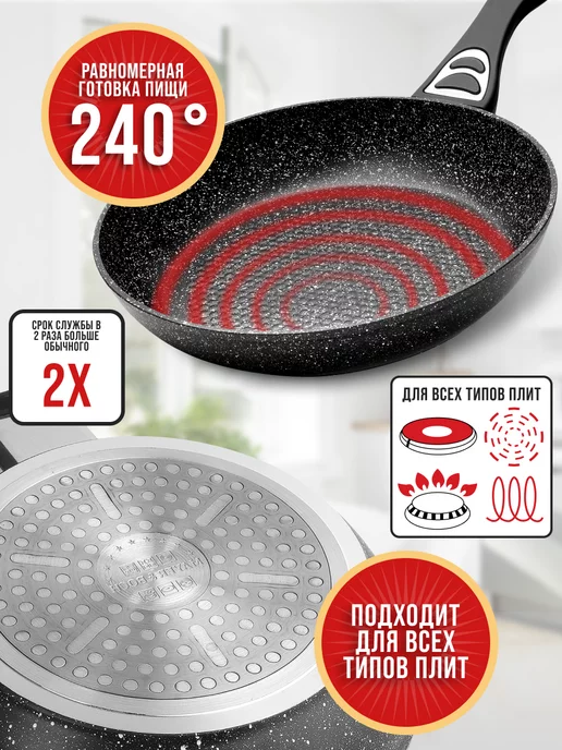 Сковорода сотейник с крышкой 24 см - фото 4