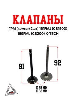 Клапаны ГРМ (компл=2шт) 161FMJ (CB150D) 169FML (CB200)