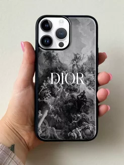 Чехол на iPhone 15 Pro Max с принтом Dior цвет серый