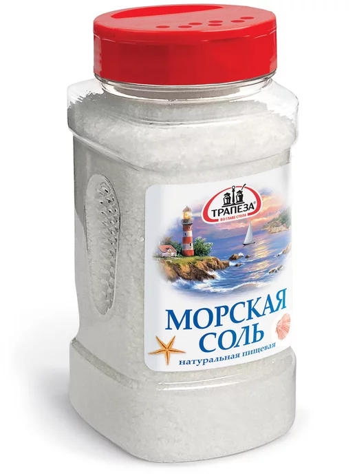 ТРАПЕЗА Морская соль пищевая 600 гр с дозатором, 600 г, фото 2