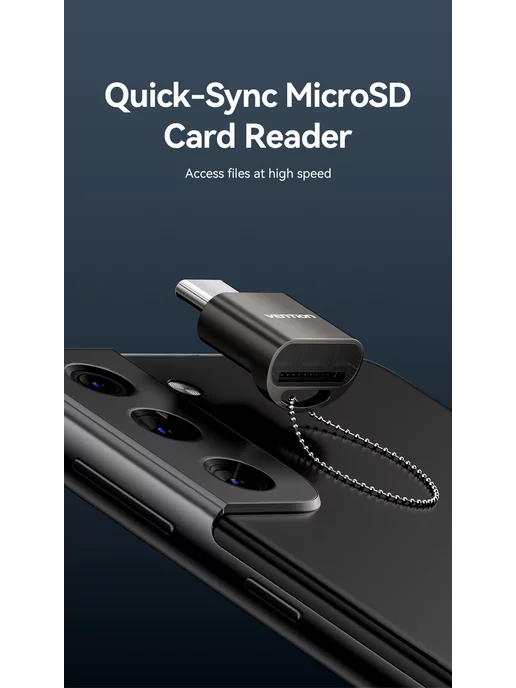 VENTION Картридер USB 2.0 Type C M - MicroSD - Серый CLMH0, серый, фото 2