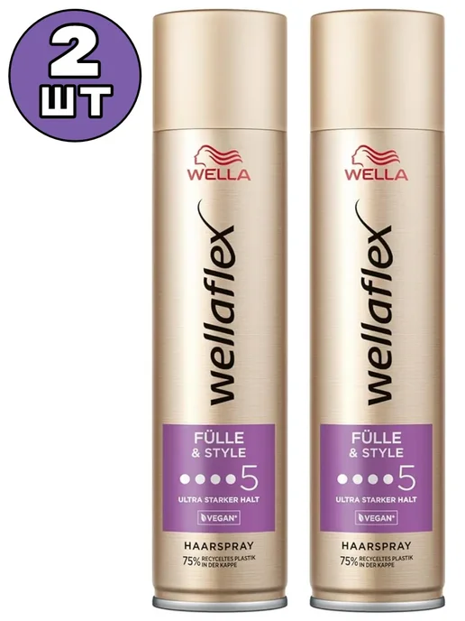 WELLAFLEX Лак Fullness For Thin Hair Объём для тонких волос-5 УСФ, 2шт, 2 шт, фото 5