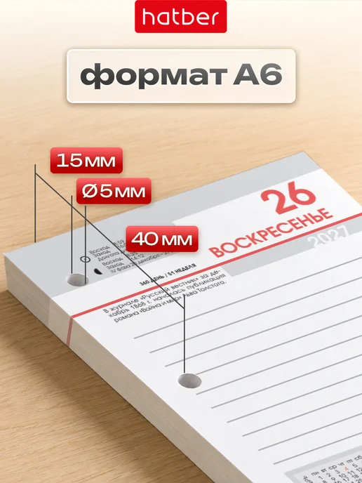Hatber Календарь-Ежедневник на 2027 год настольный перекидной А6, черный, фото 2