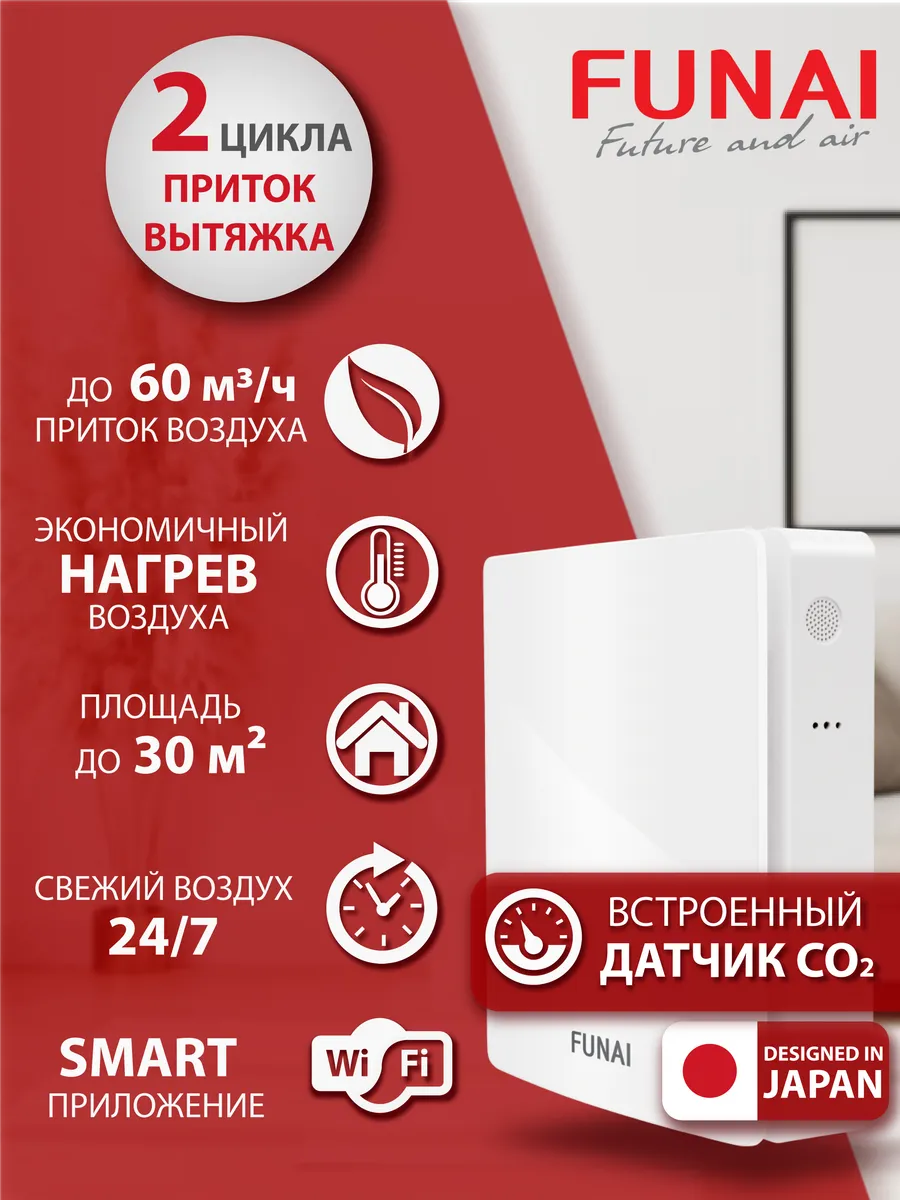 Рекуператор воздуха Kochi ERW-60X, датчик CO2, WiFi