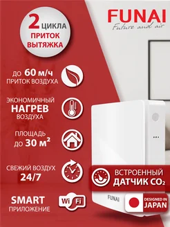 Рекуператор воздуха Kochi ERW-60X, датчик CO2, WiFi Funai 238697828 купить за 26 593 ₽ в интернет-магазине Wildberries