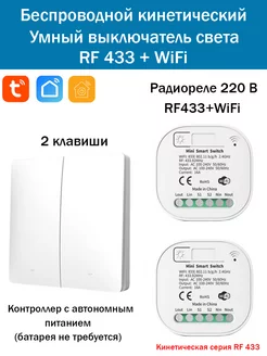 Беспроводной кинетический WiFi умный выключатель света (2кл) Smart дом 18RUS 238711262 купить за 1 487 ₽ в интернет-магазине Wildberries