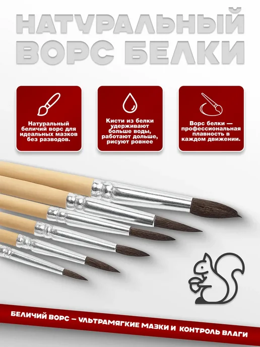 AmazingShop Кисти для рисования из белки, вариант, фото 3