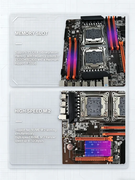 KEYIYOU Материнская плата с двумя процессорами X99 Dual, вариант, фото 4