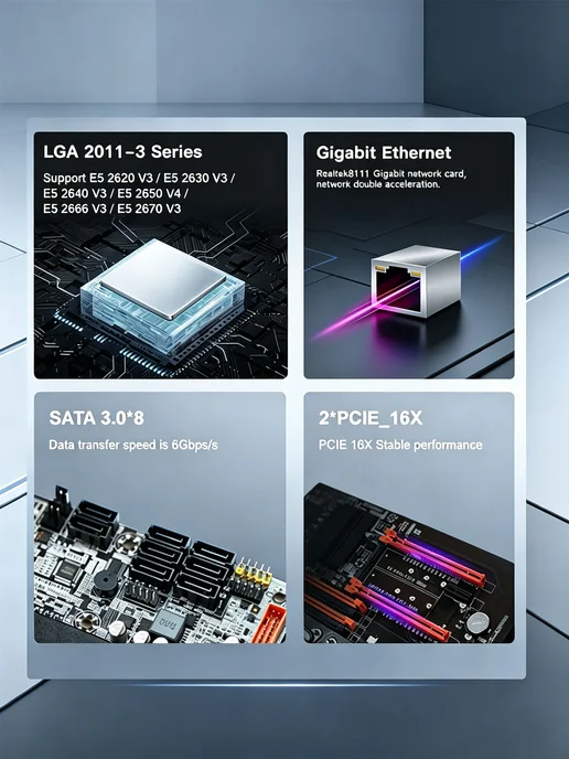 KEYIYOU Материнская плата с двумя процессорами X99 Dual, вариант, фото 5